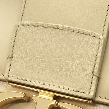 クリスチャン・ディオール Christian Dior 30 モンテーニュ オフホワイト レザー ショルダーバッグ ゴールド金具 白