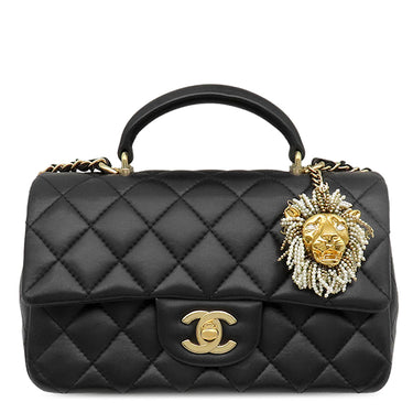 シャネル CHANEL マトラッセ 20 ブラック ラムスキン ショルダーバッグ ゴールド金具 ショルダー ライオン チャーム付き