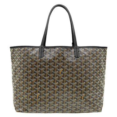 ゴヤール GOYARD サンルイPM ブラック PVCコーティングキャンバス ゴヤールディンキャンバス シュヴロッシュカーフスキン トートバッグ シルバー金具 リバーシブル ヘリンボーン