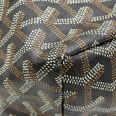ゴヤール GOYARD サンルイPM ブラック PVCコーティングキャンバス ゴヤールディンキャンバス シュヴロッシュカーフスキン トートバッグ シルバー金具 リバーシブル ヘリンボーン
