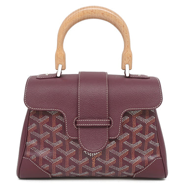ゴヤール GOYARD サイゴン ミニ ソフトバッグ バーガンディ カーフ ゴヤールディンキャンバス シュヴロッシュカーフスキン 2WAYバッグ シルバー金具 ショルダー ハンドバッグ ヘリンボーン柄