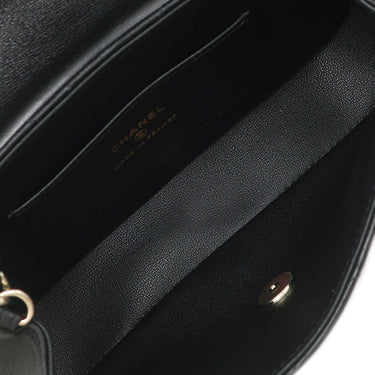 シャネル CHANEL マトラッセ ミニフラップ ブラック ラムスキン ショルダーバッグ シャンパンゴールド金具 黒 ココマーク ショルダー