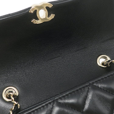 シャネル CHANEL マトラッセ ミニフラップ ブラック ラムスキン ショルダーバッグ シャンパンゴールド金具 黒 ココマーク ショルダー