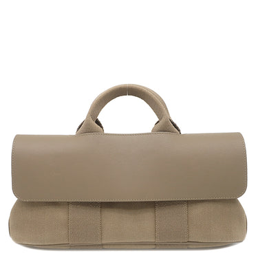 エルメス HERMES ヴァルパライソ ロング PM エトゥープ トワルシェブロン レザー ハンドバッグ シルバー金具 グレージュ