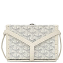 ゴヤール GOYARD ミノディエール トランクバッグ MINA08PMLTY50CL50P ホワイト レザー ゴヤールディンキャンバス クラムシーカウハイド ショルダーバッグ シルバー金具 白 杉綾模様