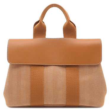 エルメス HERMES ヴァルパライソ PM ゴールド トワルシェブロン スイフト ハンドバッグ シルバー金具 茶 ポーチ欠品