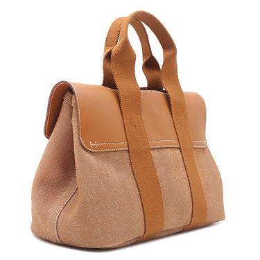 エルメス HERMES ヴァルパライソ PM ゴールド トワルシェブロン スイフト ハンドバッグ シルバー金具 茶 ポーチ欠品