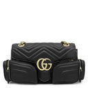 グッチ GUCCI GGマーモント 795228 ブラック レザー ショルダーバッグ シャンパンゴールド金具 チェーンショルダー 黒
