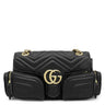 グッチ GUCCI GGマーモント 795228 ブラック レザー ショルダーバッグ シャンパンゴールド金具 チェーンショルダー 黒