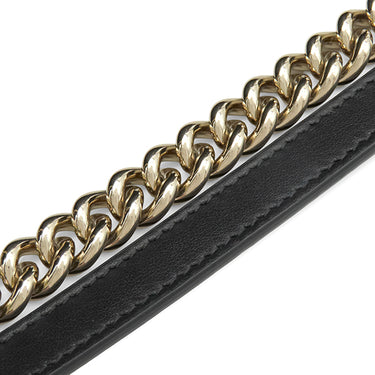 グッチ GUCCI GGマーモント 795228 ブラック レザー ショルダーバッグ シャンパンゴールド金具 チェーンショルダー 黒