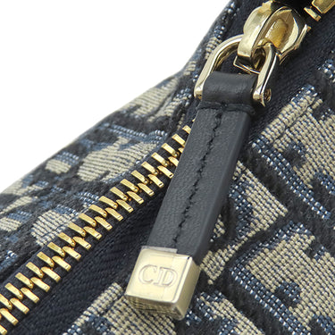 クリスチャン・ディオール Christian Dior ノマドポーチ ミディアム S5554OTZQ_M928 ネイビー系 コットン ラムスキン ジャガード クラッチバッグ ゴールド金具