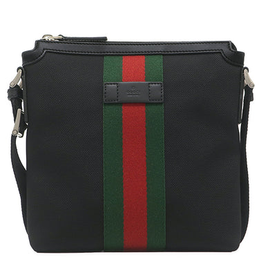 グッチ GUCCI シェリーライン 631195 ブラック キャンバス レザー ショルダーバッグ シルバー金具 黒 斜め掛け アウトレット品