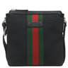 グッチ GUCCI シェリーライン 631195 ブラック キャンバス レザー ショルダーバッグ シルバー金具 黒 斜め掛け アウトレット品