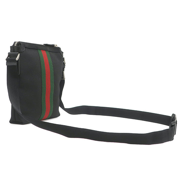 グッチ メッセンジャーバッグ レザー×キャンバス 黒 GG柄 シェリーライン グッチ GUCCI シェリーライン 631195 ブラック キャンバス レザー