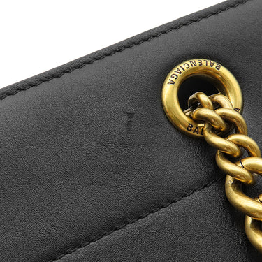 バレンシアガ BALENCIAGA デューティ フリー トート ミディアム ブラック レザー トートバッグ ゴールド金具 チェーン トート