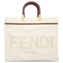 フェンディ FENDI サンシャイン ミディアム 8BH386 アイボリー ファブリック レザー 2WAYバッグ ゴールド金具 白 トート ショッピングバッグ