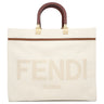 フェンディ FENDI サンシャイン ミディアム 8BH386 アイボリー ファブリック レザー 2WAYバッグ ゴールド金具 白 トート ショッピングバッグ