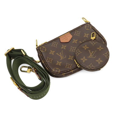 ルイヴィトン LOUIS VUITTON ミュルティ ポシェット アクセソワール M44813 カーキ モノグラムキャンバス ショルダーバッグ ゴールド金具 ポーチ