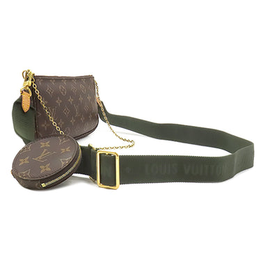 ルイヴィトン LOUIS VUITTON ミュルティ ポシェット アクセソワール M44813 カーキ モノグラムキャンバス ショルダーバッグ ゴールド金具 ポーチ