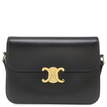 セリーヌ CELINE クラシック トリオンフ ブラック カーフ ショルダーバッグ ゴールド金具 黒