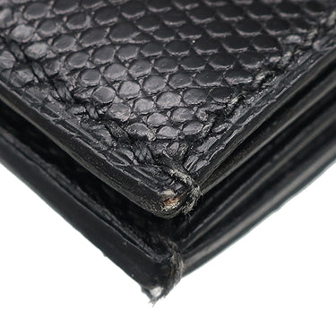 エルメス HERMES ジュラ ブラック リザード 二つ折り財布 ゴールド金具 黒