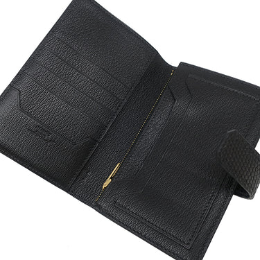 エルメス HERMES ジュラ ブラック リザード 二つ折り財布 ゴールド金具 黒