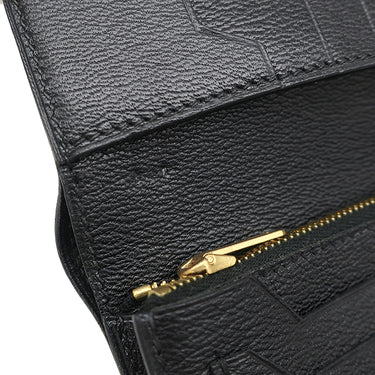 エルメス HERMES ジュラ ブラック リザード 二つ折り財布 ゴールド金具 黒