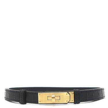 エルメス HERMES ケリー 18 ブラック アリゲーターマット ベルト ゴールド金具 ノワール 黒