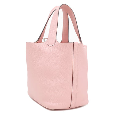 エルメス HERMES ピコタンロック 18 PM ローズサクラ トリヨンクレマンス ハンドバッグ シルバー金具 ピンク