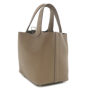 エルメス HERMES ピコタンロック 18 PM エトゥープ トリヨンクレマンス ハンドバッグ シルバー金具 グレージュ 2025年製