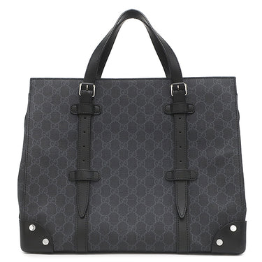 グッチ GUCCI 626356 ブラック GGスプリームキャンバス レザー トートバッグ シルバー金具 PVCキャンバス