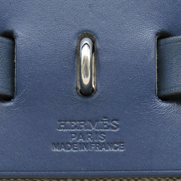 エルメス HERMES エールバッグPM 31 ネイビー×ナチュラル トワルオフィシエ トワルアッシュ ヴァッシュハンター ショルダーバッグ シルバー金具 紺 ベージュ