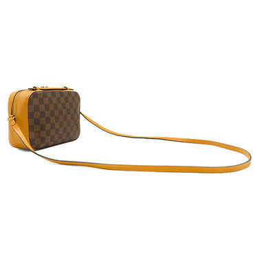 ルイヴィトン LOUIS VUITTON サンタモニカ N40178 サフラン ダミエキャンバス レザー ショルダーバッグ ゴールド金具 茶 黄 LVロゴ