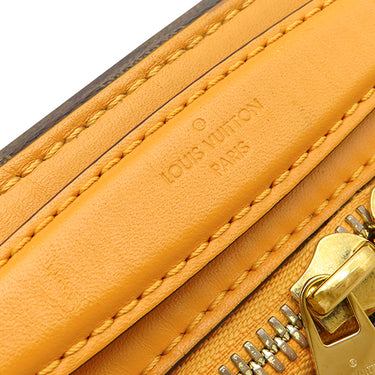ルイヴィトン LOUIS VUITTON サンタモニカ N40178 サフラン ダミエキャンバス レザー ショルダーバッグ ゴールド金具 茶 黄 LVロゴ