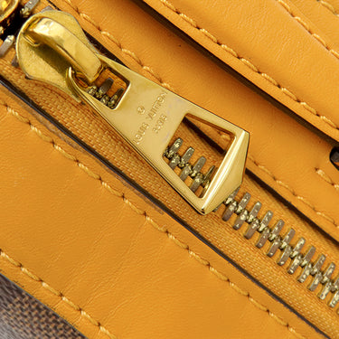 ルイヴィトン LOUIS VUITTON サンタモニカ N40178 サフラン ダミエキャンバス レザー ショルダーバッグ ゴールド金具 茶 黄 LVロゴ