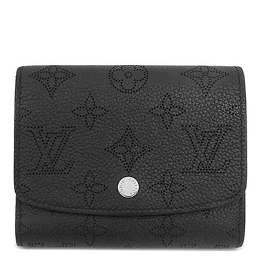 ルイヴィトン LOUIS VUITTON ポルトフォイユ イリス コンパクト M62540 ノワール モノグラムマヒナ 二つ折り財布 シルバー金具 黒