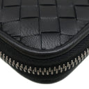 ボッテガヴェネタ BOTTEGA VENETA イントレチャート ラウンドファスナー ブラック レザー 長財布 ガンメタル金具 黒