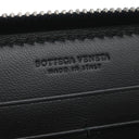 ボッテガヴェネタ BOTTEGA VENETA イントレチャート ラウンドファスナー ブラック レザー 長財布 ガンメタル金具 黒