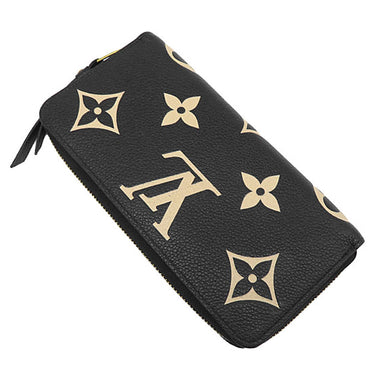 ルイヴィトン LOUIS VUITTON ジッピー ウォレット M80481 ブラック×ベージュ レザー バイカラーモノグラムアンプラントレザー 長財布 ゴールド金具 黒 ラウンドファスナー 小銭入れ
