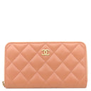 シャネル CHANEL マトラッセ コンパクトウォレット A80481 サーモンピンク ラムスキン コインケース ゴールド金具 ココマーク ミニ財布