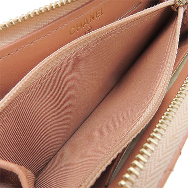 シャネル CHANEL マトラッセ コンパクトウォレット A80481 サーモンピンク ラムスキン コインケース ゴールド金具 ココマーク ミニ財布