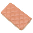 シャネル CHANEL マトラッセ コンパクトウォレット A80481 サーモンピンク ラムスキン コインケース ゴールド金具 ココマーク ミニ財布