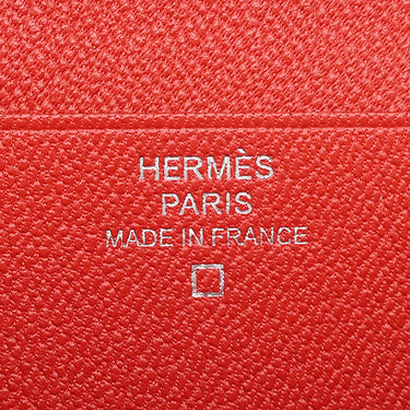 エルメス HERMES ベアンスフレ ゼラニウム アリゲーター 長財布 シルバー金具 クロコ 二つ折り マット