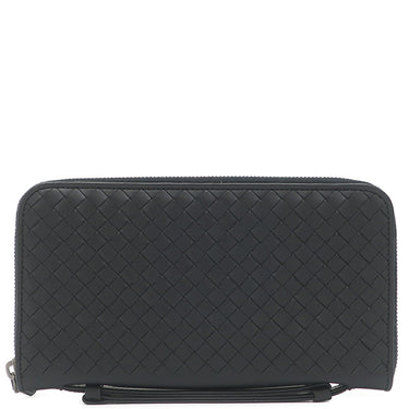 ボッテガヴェネタ BOTTEGA VENETA イントレチャート ラウンドファスナー 169730 ブラック レザー 長財布 シルバー金具 黒 ラウンドジップ オーガナイザー クラッチ