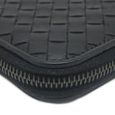 ボッテガヴェネタ BOTTEGA VENETA イントレチャート ラウンドファスナー 169730 ブラック レザー 長財布 シルバー金具 黒 ラウンドジップ オーガナイザー クラッチ