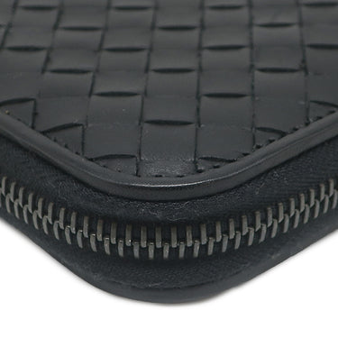 ボッテガヴェネタ BOTTEGA VENETA イントレチャート ラウンドファスナー 169730 ブラック レザー 長財布 シルバー金具 黒 ラウンドジップ オーガナイザー クラッチ