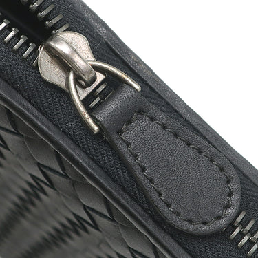 ボッテガヴェネタ BOTTEGA VENETA イントレチャート ラウンドファスナー 169730 ブラック レザー 長財布 シルバー金具 黒 ラウンドジップ オーガナイザー クラッチ
