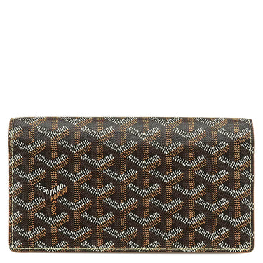 ゴヤール GOYARD リシュリュー ウォレット ブラック×ブラウン レザー ゴヤールディンキャンバス ヴォーゼルカーフスキン 長財布 シルバー金具 ヘリンボーン バイカラー 黒 茶