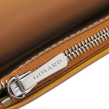 ゴヤール GOYARD リシュリュー ウォレット ブラック×ブラウン レザー ゴヤールディンキャンバス ヴォーゼルカーフスキン 長財布 シルバー金具 ヘリンボーン バイカラー 黒 茶