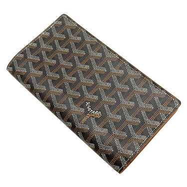 ゴヤール GOYARD リシュリュー ウォレット ブラック×ブラウン レザー ゴヤールディンキャンバス ヴォーゼルカーフスキン 長財布 シルバー金具 ヘリンボーン バイカラー 黒 茶